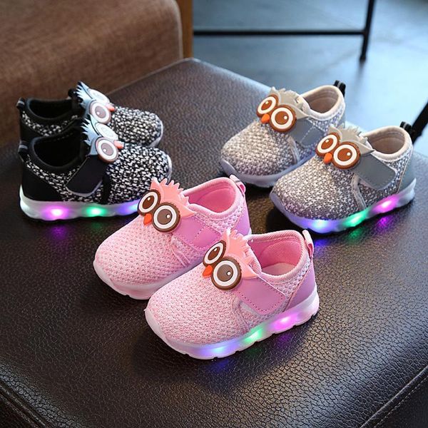 

toddler infant toddler baby girls boys cute fashion cartoon led luminous sport shoes soft sole sneakers breathable warm 2020 new, Black