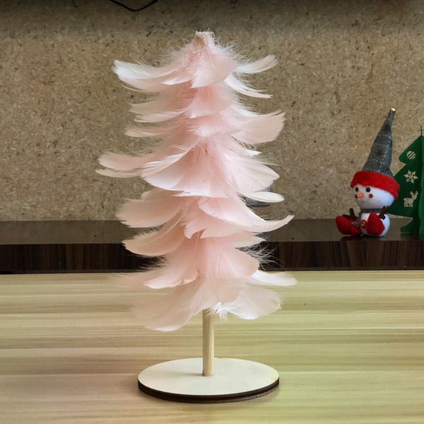 

christmas decorations christmas tree pink ins feather diy material bag handmade exquisite deskornaments mini tree
