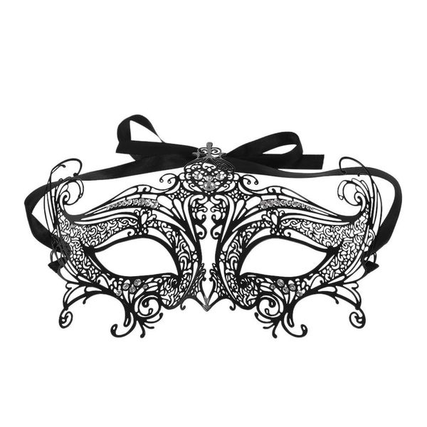 

romantic rose laser cut metal half party mask with rhinestones masquerade ball halloween mask fancy gift eye face
