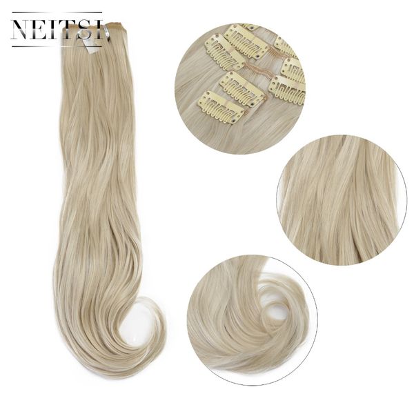 

neitsi 22'' 7pcs/set curly clip in synthetic hair extensions 60#, Brown