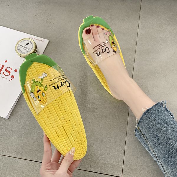 

women's shoes sandals and slippers wear trendy personality corn slippers trend soft bottom outdoor sports and leisure flip flops, Black