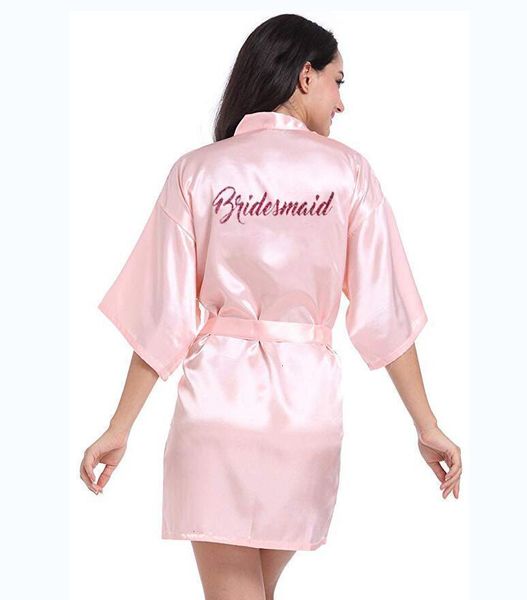 

женская пижамы femme lingeries robe персонализированный с hot pink блеск женщины robe шелковый твердые кимоно невесты ванна satin женский ха, Black;red