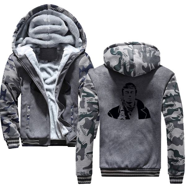 

2019 winter hoodies men casual hooded printing sergey bodrov sweatshirt warm fleece thicken jacket zipper hoodies & sweatshirts, Black