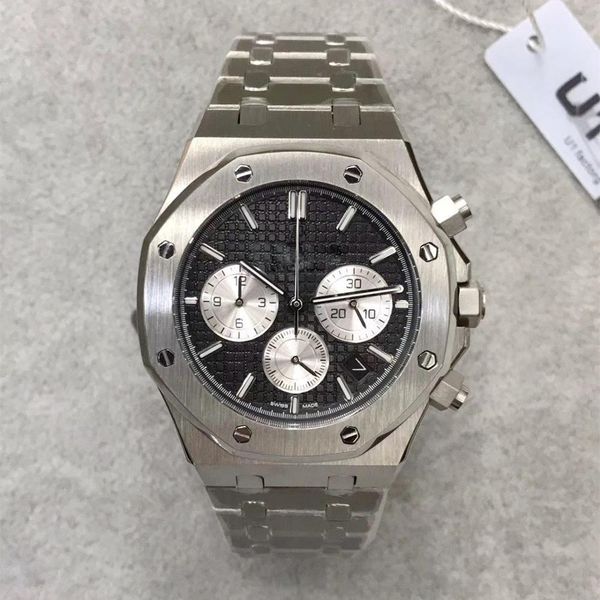 

2019 U1 factory high qualitymen's watch ROYAL OAK 26331ST series 41MM black dial VK quartz chronograph original strap sapphire watch