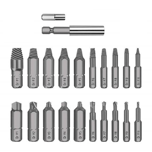 

22pcs damaged screw extractor drill bits guide set broken speed out easy out bolt stud stripped screw remover tool all-purpose