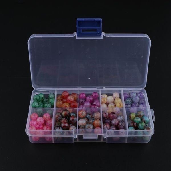 

1 box 200pcs 8mm 10 colors crackle glass beads loose spacer beading supplies for diy crafts bracelet necklace jewelry making