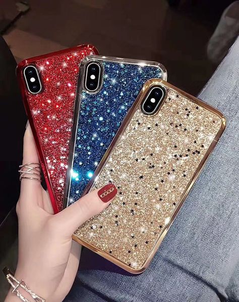 

На складе Для Iphone 6 7 8 Plus XS MAX XR Блеск Bling Гальванический бампер Bling Мягкий ТПУ ПК Про