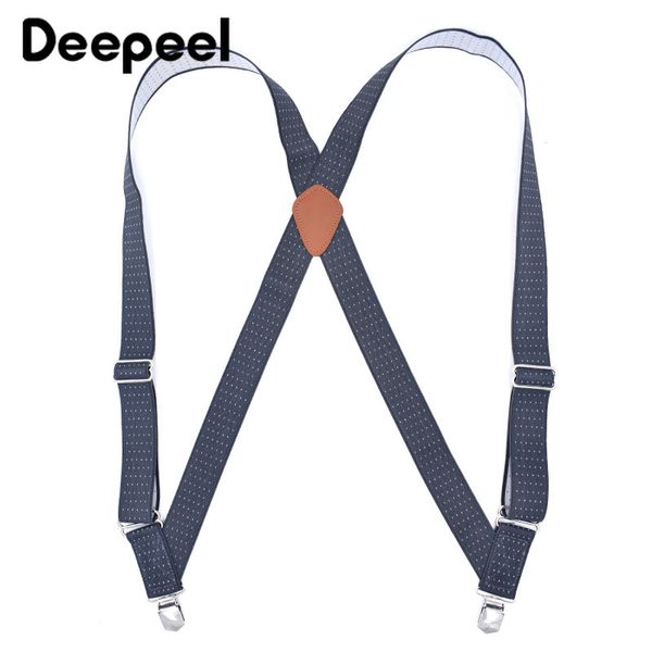 

deepeel 1pc 3.5*125cm casual men suspenders polyester jacquard 2 clips suit pants shirt stays accessories decoration strap sp013, Black;white