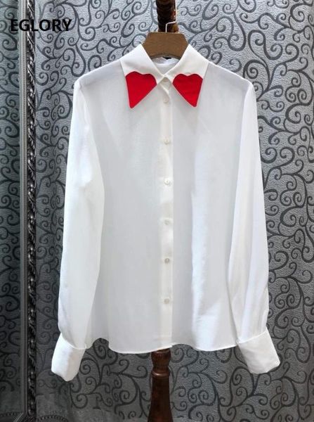 

silk blouses 2020 spring summer white shirts women red sweetheart prints long sleeve elegant office shirt blusas