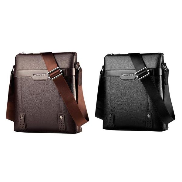 

solid color shoulder bags business pu leather men crossbody messenger bags