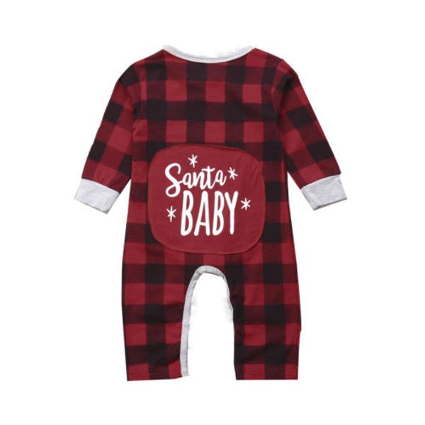 

2018 christmas baby boys girl clothes plaid one pieces jumpsuits pajamas 0-24m infant girl boys clothes baby costumes clothing, Blue