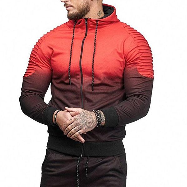 

mens fashion spring hiphop tracksuits casual sports striped folds 3d printing gradient male hoodie for sale, Black