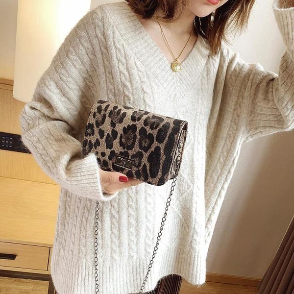 

fashion leopard print crossbody handbags women leather chain small shoulder bag pu retro messenger ladies handbag