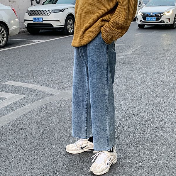 

ins spring and autumn new style pendant sense straight-cut cowboy pants men's korean-style trend loose-fit loose pants students, White;black