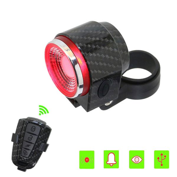 

умный дистанционный сигнал тревоги велосипед задний фонарь 3mode ip65 велосипедный рожок динамик usb перезаряжаемый велоспорт свет аксессуар
