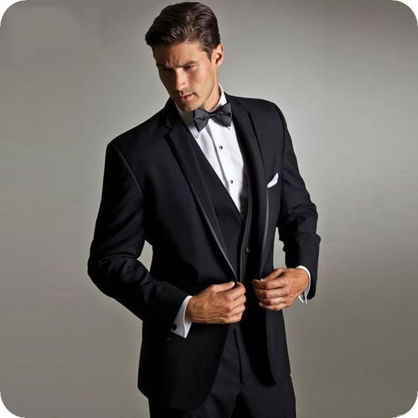 

3piece black men suits for wedding groom tuxedo italian man blazers groomsmen jacket coat pants vest classic costume homme notched lapel, Black;gray