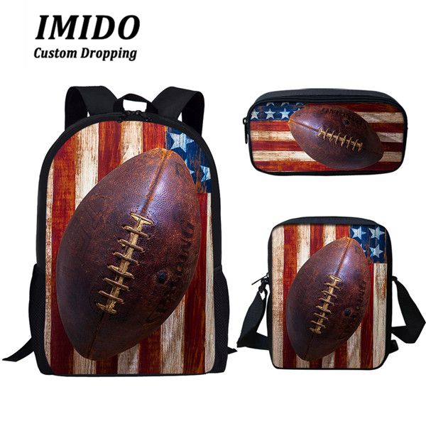 

imido american football print children school bags casual backpack book bags for kids girls boys canvas schoolbags mochila 2020