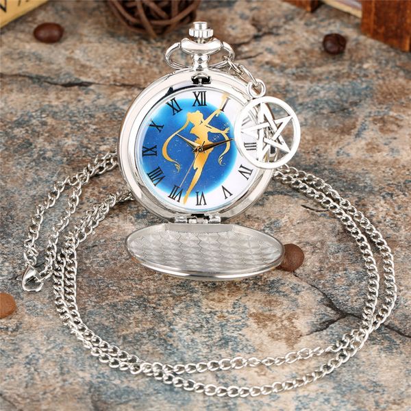 Antique Unique Pull Collier Montre De Poche Noble Japon Anime Sailor Moon Série Quartz Affichage Analogique Femmes Fille Pendentif Chaîne G190w