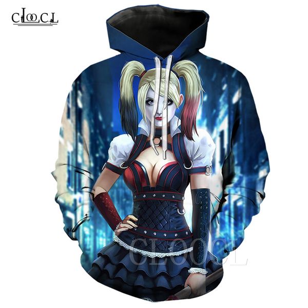 

летние птицы prey harley quinn толстовка мужчины женщины с капюшоном 3d печати клоуна креатив hipster streetwear пуловеры, Black