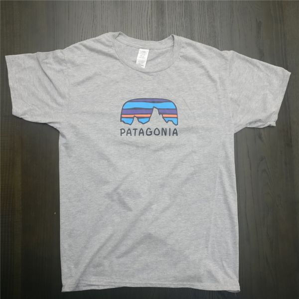 

Patagonia Mountain Printed Mens Casual Designer Tshirts Summer Male Female Crew Neck Short Sleeve Tops Solid Color Tees