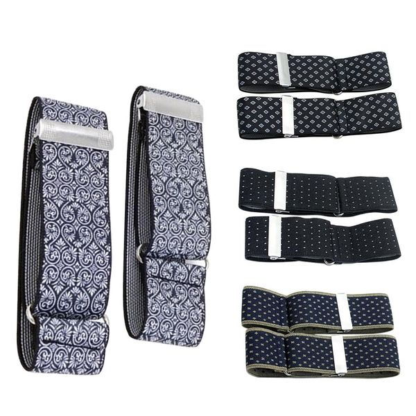 

1 pair 3.5cm shirt anti-slip elastic armband sleeve garter bartender cuff holder, Black;brown