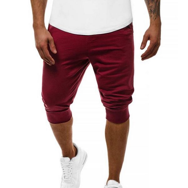 

laamei 2019 summer new casual quick dry men 3/4 joggers slim fit training workout gym sports knee length soild fashion shorts, White;black