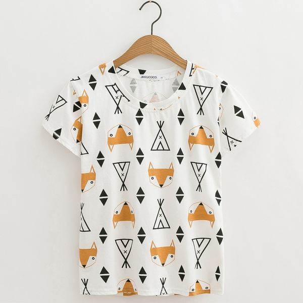 

womens designer clothing women shirts scoop neck fox ice cream cone print short sleeve t shirt cotton t shirt hot, White