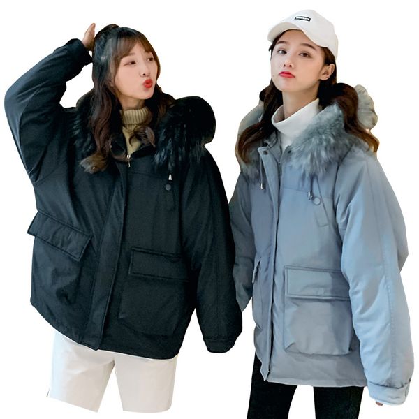 

2019 parkas female women winter hooded coat thicken winter oversized jacket womens warm parkas for women hooded jacket, Black
