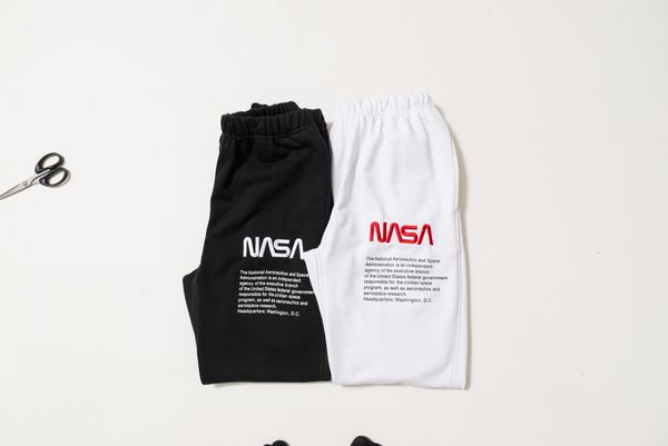 

wholesale mens nasa x heron preston slacks pants hommes white off co-branded american flag embroidered astronaut designer pants us size, White;black