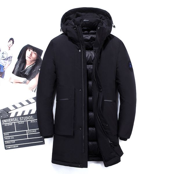

new 90% down jacket outwear casual solid parkas business casual mature male men warm down male hooded thickening winter coat, Black