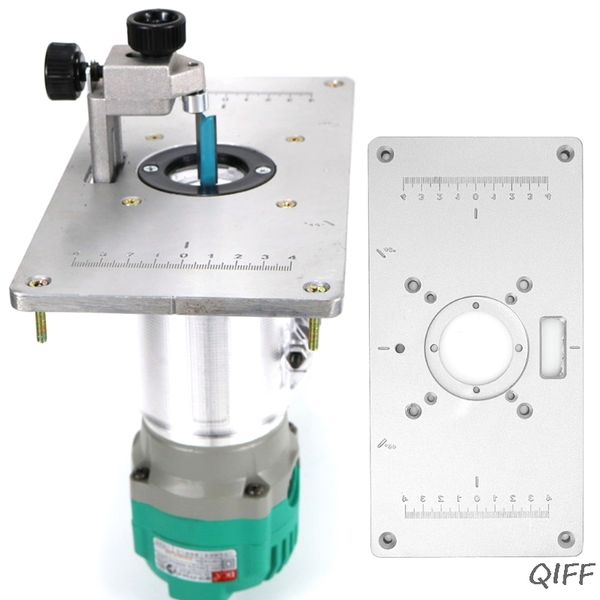 

700c aluminum router table insert plate + 4 rings screws for woodworking benches mar28 woodworking trimming machine universal flip board