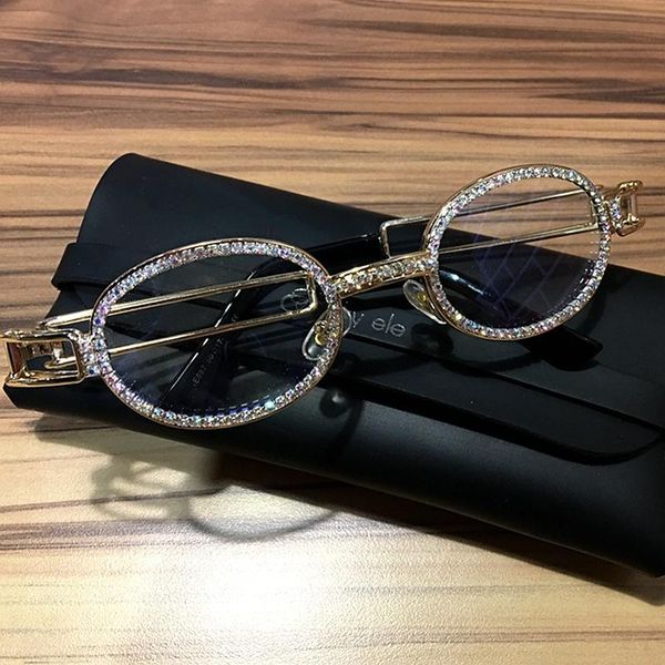 

hip hop retro small round sunglasses women vintage steampunk sun glasses men clear lens rhinestone sunglasses oculos uv400 c270617, White;black