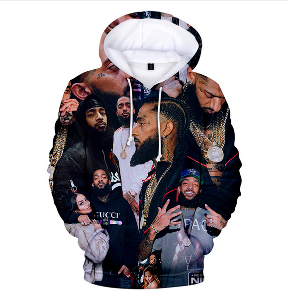 

2019 новые горячие мода певица nipsey hussle streetwear 3d печатных хип-хоп толстовки кофты мужчины женщины с длинным рукавом harajuku пальт, Black