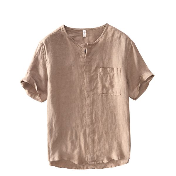 

men's casual shirts 2021 summer linen shirt short sleeved breathes cool hawaiian loose asian size high quality, White;black