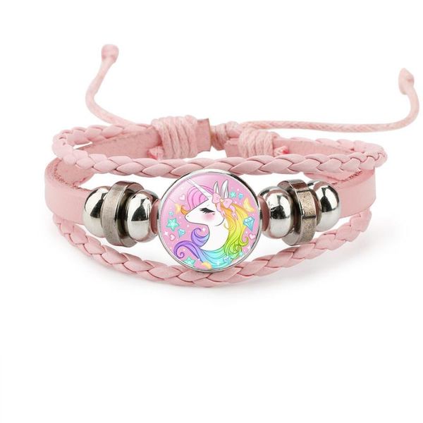 

10pcs unicorn leather bracelets 18mm snap holder buttons dome cabochon charms trendy bracelets girls women boy jewelry gift, Golden;silver