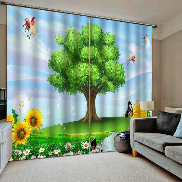 

customize decoration curtain livingroom curtains home decor landscape tree blackout curtains