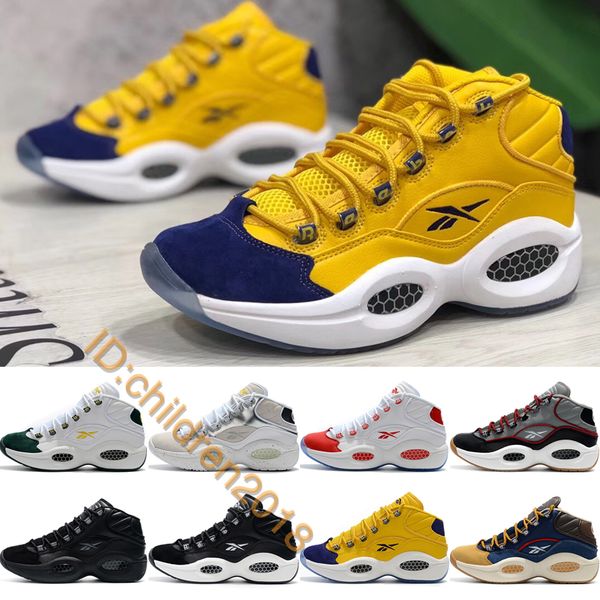 

question mid q1 basketball shoes for men sneakers allen iverson boots all-star unworn pearlized red outdoor trainers size 40-45, Black