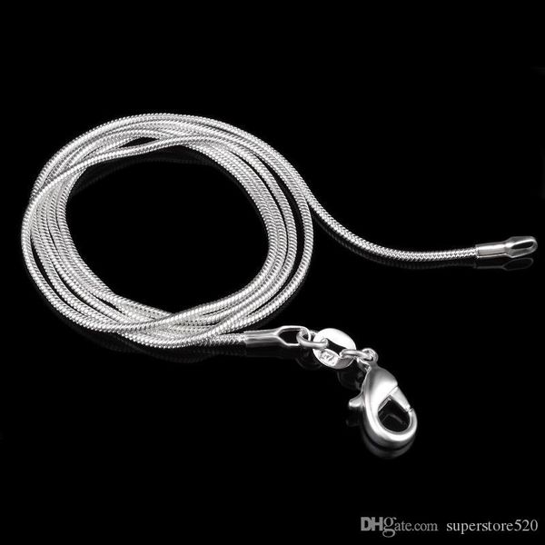 

1mm 925 silver plate/fill snake chain necklace 16 18 20 22 24 inch chains jewelry factory price