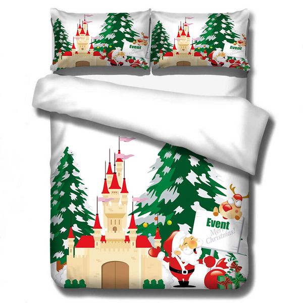 

3pcs/set 3d xmas cartoon bedding sets merry christmas gift santa claus bedclothes duvet quilt cover 2 pillowcases new year gift