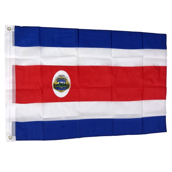 3x5 150X90cm Nationale benutzerdefinierte Costa Rica Flagge Großhandel Flagge Banner 80 % Beschnitt einseitig bedrucktes Polyester, kostenloser Versand