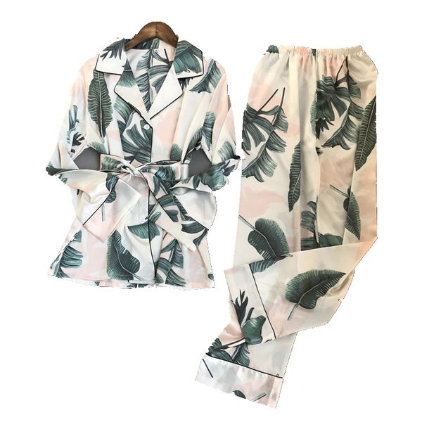 

women's sleepwear spring autumn warm pajamas set women sleep silk satin homewear pijama bathrobe pyjama long pants robe, Black;red