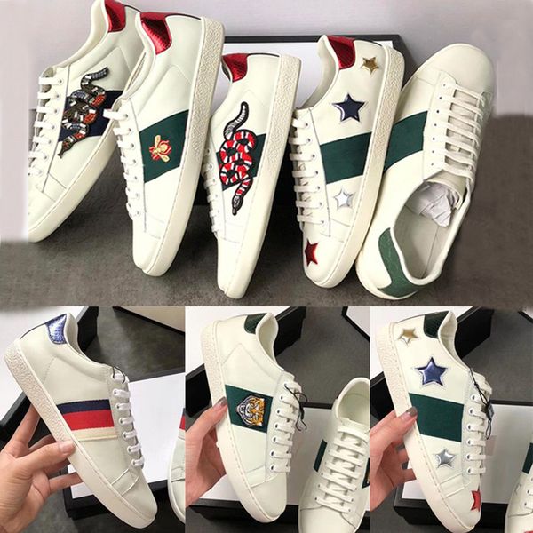

trendy designer luxury men women shoes sneakers attractive ace embroidery bee tiger head snake dog casual shoes sports flat trainers, Black