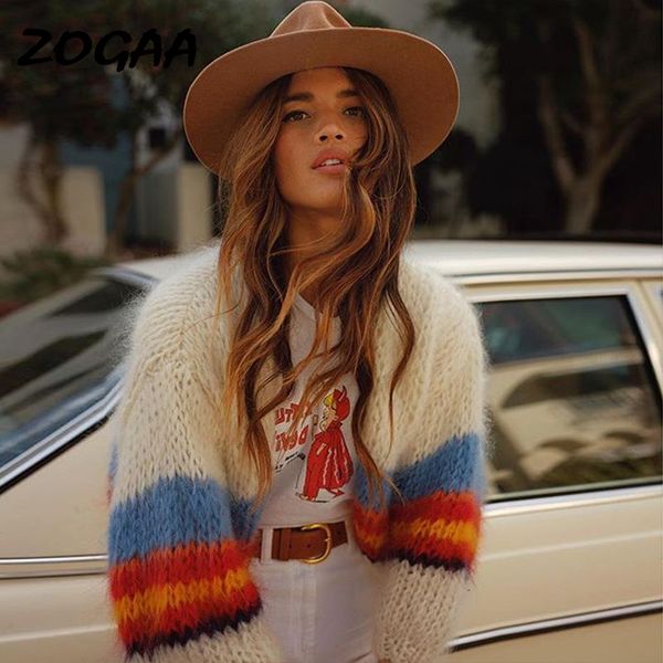 

zogaa autumn winter striped women sweater casual long sleeve cardigans female knitted women fashion streetwear jumper femme, White