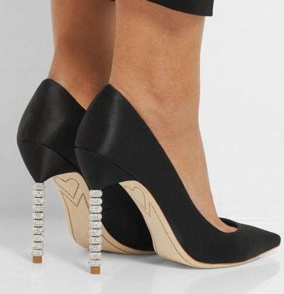 

оптовая завод дешевой цене шелковый сапоги роковой коготь горный хрусталь бисером высокой пятки женщины насосы свадебная обувь класса люкс 2, Black