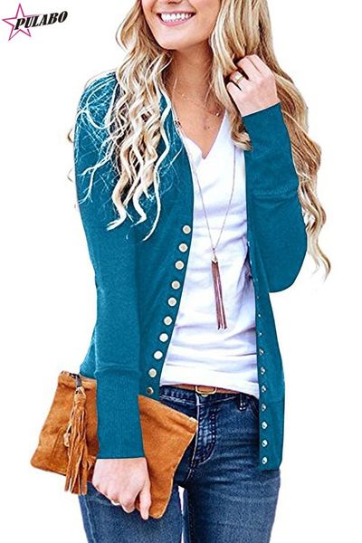 

11 solid color women knitted cardigan coat spring autumn 2019 casual v-neck long sleeve crochet knit sweater coat female, White;black