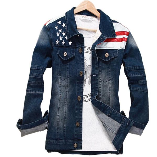 

new fashion style men casual good quality male jeans jackets one color turn-down collar autumn winter prints cozy, Black;brown