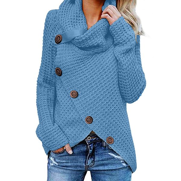 

women's scarf collar turtleneck knitted sweater long sleeve khaki blue female casual pullovers 2019 spring autumn woman ale409, White