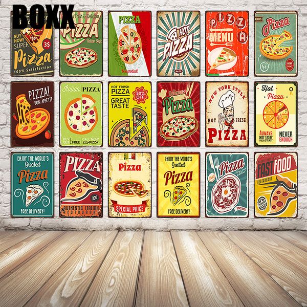 

пицца металлическая живопись жестяная вывеска кухня домашний декор бар настенная доска 20*30 см размер