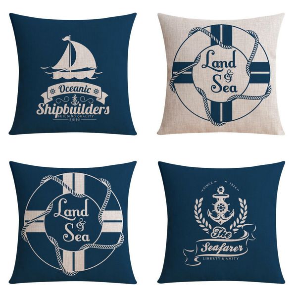 

lychee linen ocean series printed cushion case modern flax 45x45cm cushion cover for bedroom home office