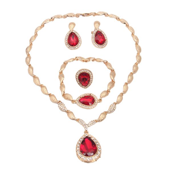 

crystal necklace earring bracelet ring jewelry set fashion women gem glass stone statement pendant choker collar bib gift, Silver